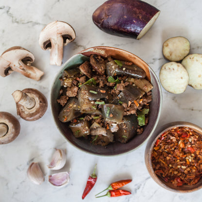 Asian Pork, Eggplant &amp; Mushroom Saute