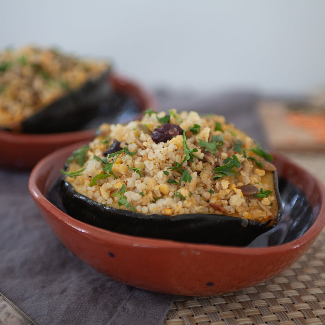 Quinoa & Lentil Stuffed Acorn Squash