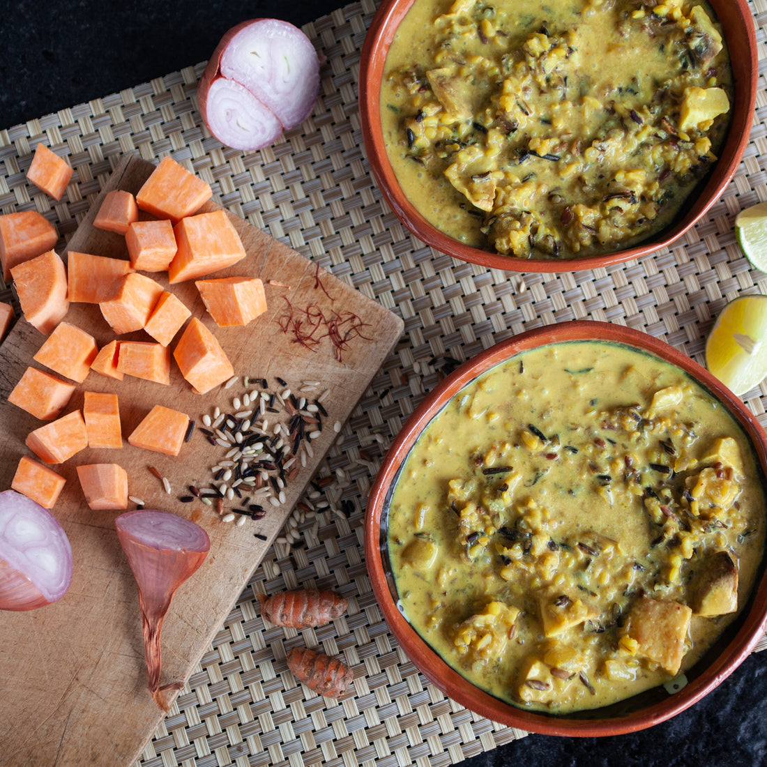 Creamy Coconut Wild Rice Soup w/Roasted Sweet Potato