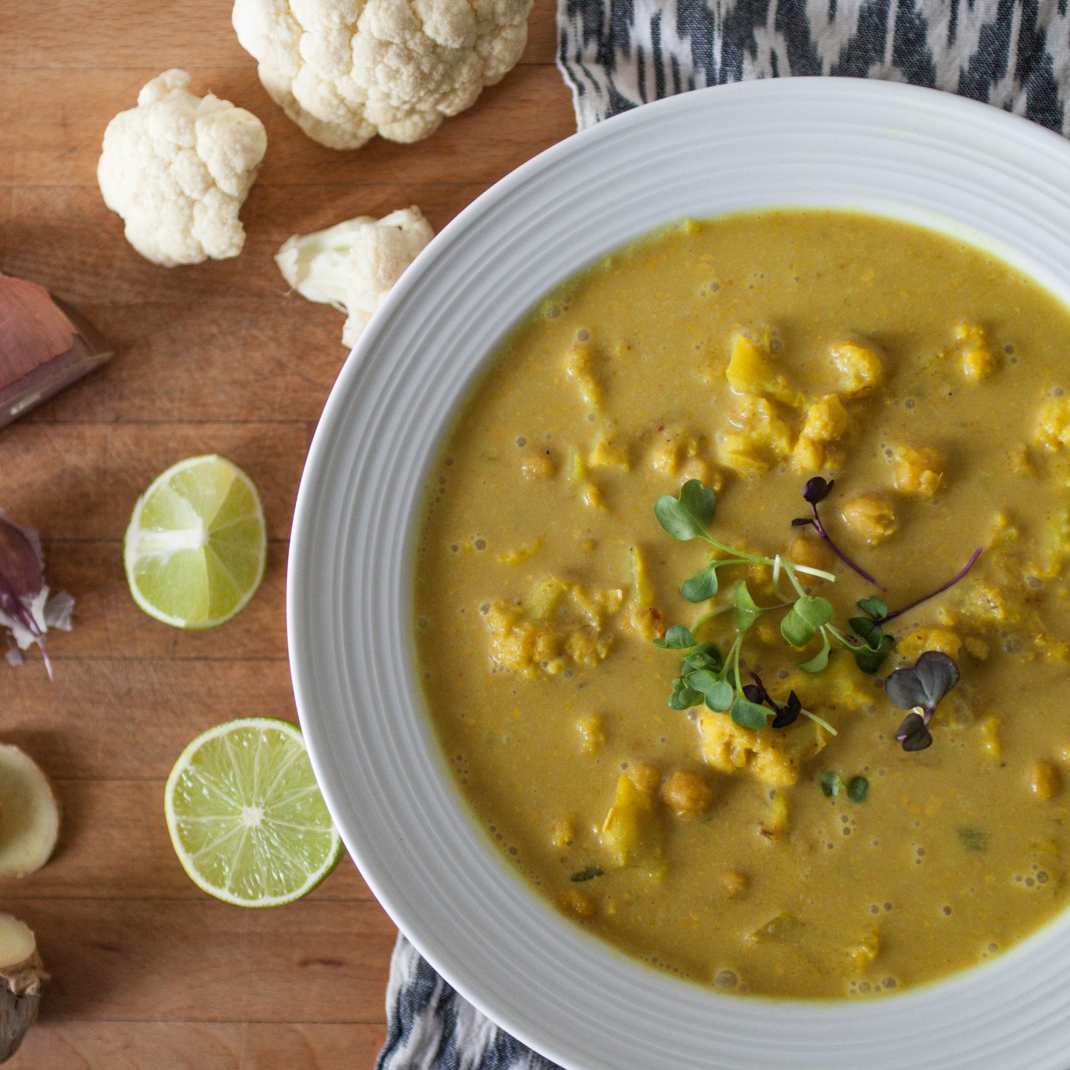 Yellow Coconut Curry w/Chickpeas &amp; Cauliflower