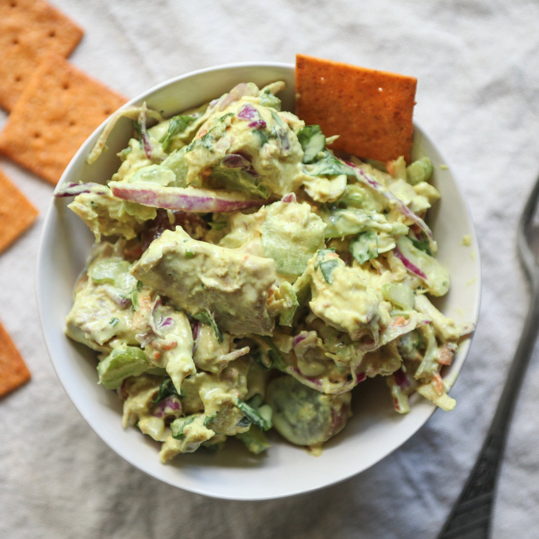 Curried Chicken Salad w/Carrot, Cabbage, Grapes &amp; Fresh Herbs