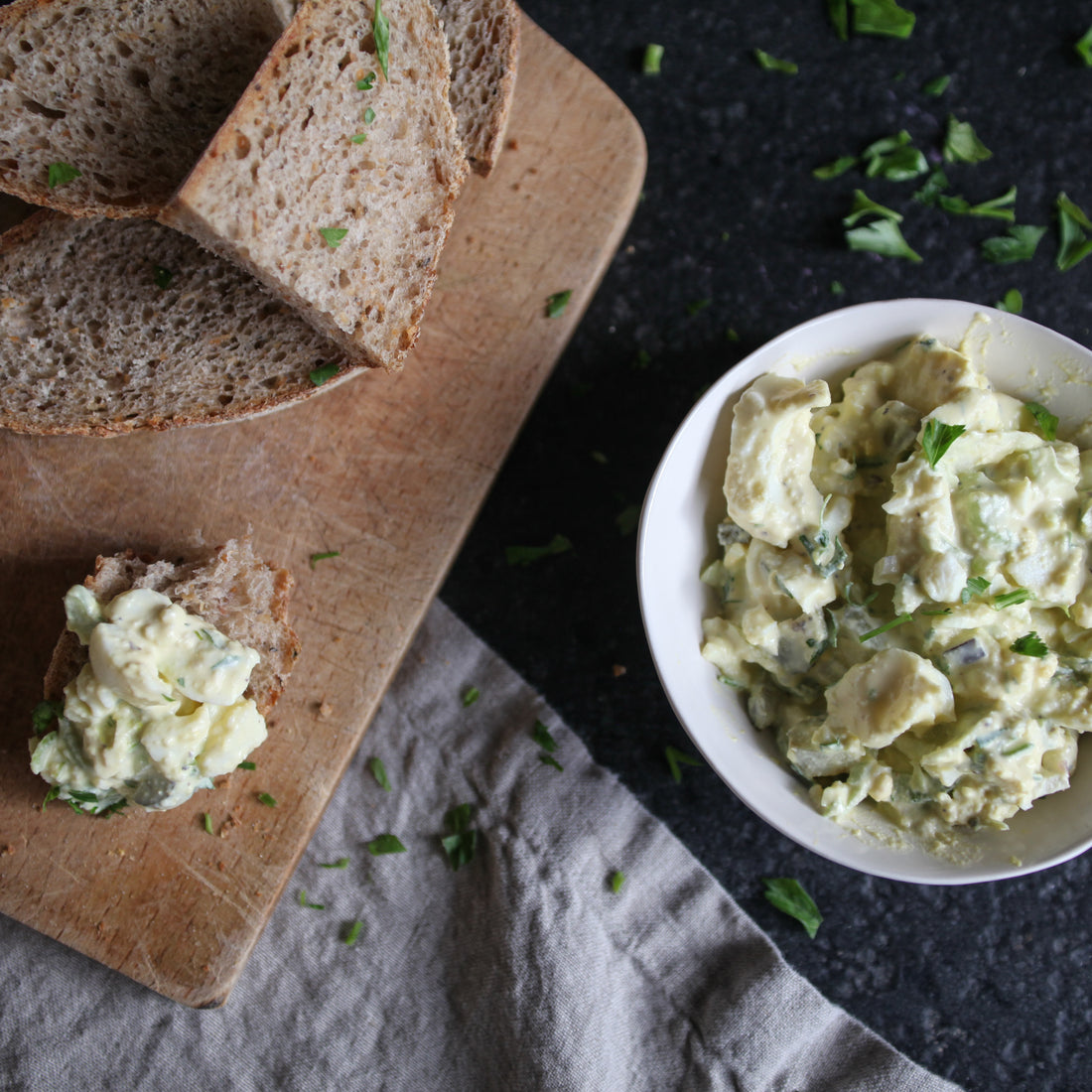 Classic Egg Salad w/Avocado-oil Mayo & Dill Pickles