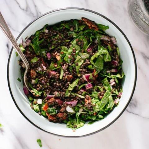 Greek Lentil Salad w/Olives, Spinach &amp; Sun Dried Tomatoes